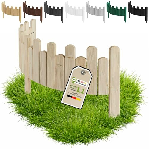 Floranica Bordura Giardino Legno 100 x 40 cm Ondulata Non trattato | Bordo prato flessibile in pino per aiuole, orto e recinzione, a forma d'onda – grezzo, da rifinire