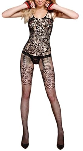 Charinor Bodystocking Sexy Reizwäsche mit Unten Offen, Fishnet Bodysuit Ouvert für Women, Catsuit für Frauen, Erotische Outfit für Damen für Sex, Unterwäsche für Frau