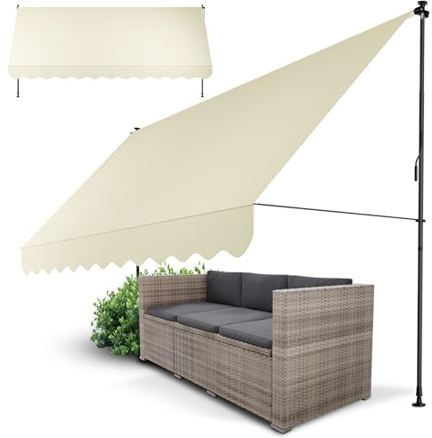 Juskys® Klemmmarkise Kapstadt 400x120 cm - Höhenverstellbar & UV-beständig - Balkon & Terrasse - Wetterfest & Sichtschutz - Terrassenüberdachung Beige