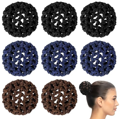 Hair Nets for Buns, 8 PCS Hair Bun Nets Invisible Elastic Edge Mesh Ballet Hairs Buns Covers and Net Reusable Hairnets Bun Hairs Net for Dance, Ballet, Women, Girls, Sleeping