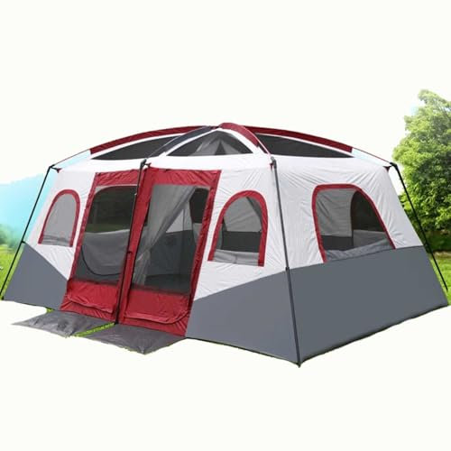 FMBLDM Zelt Campingzelt Großes Familienzelt 2 Schlafzimmer 2 Türen für 8 Bis 12 Personen Doppellagig Outdoor-Zelt Wasserdicht Winddicht Einfache Installation für Familien-Camping A,8-12 People
