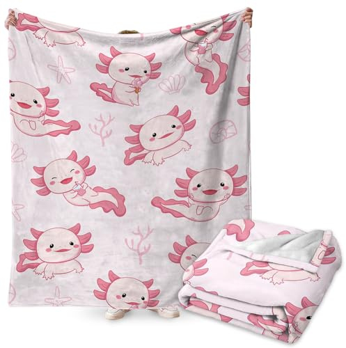 FYDZBSL Axolotl Coperta Per Pisolino Flanella Coperta Per Cartoni Animati Coperta Per Condizionatore D'aria Stuoia Per Cartoni Per Bambini Pisolino in Flanella a Doppio 100x150CM