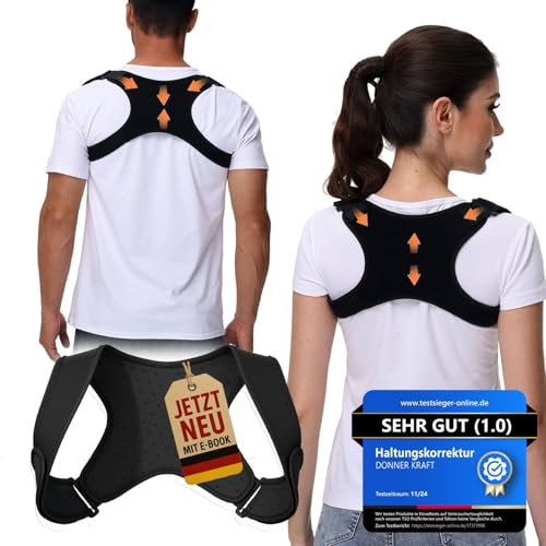 DONNER KRAFT Haltungskorrektur Herren Damen Innovativer Rückenstützgürtel: Back Posture Haltung Korrektur Gurt für Herren und Damen - Verstellbare und Atmungsaktive Haltungstrainer + Ebook Leitfaden