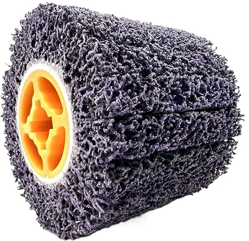 SuperGrindz 4.5” x 4” (120x100) Purple Strip & Clean Abrasive Drum Paint & Rust Remover, 36 Grit Wire Drawing Polishing Wheel for Metal Wood Surface Conditioning Clean Descale Welds Oxidation Removal