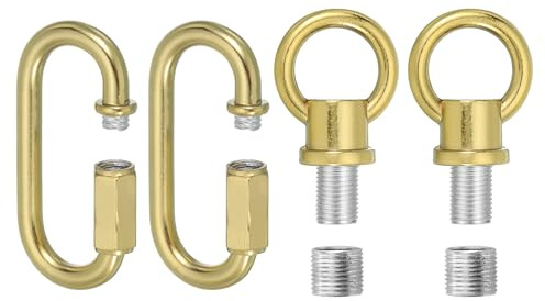PATIKIL M10 Fine Thread Lamp Female Loop Holder with M12 Adapter Chain Quick Link, Lifting Eye Nut Hook Ring Structural Support to Chandelier, 132 lbs Load Copper Pack of 2