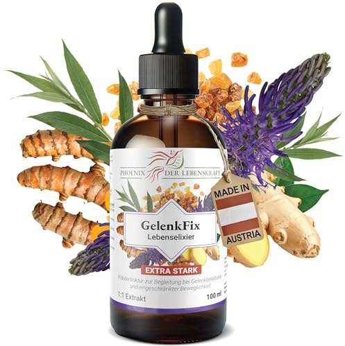 GelenkFix Tinktur 100 ml – 1:1 Pflanzenextrakt mit Teufelskralle, Kurkuma, Ingwer, Weidenrinde & Weihrauch – pflanzliche Unterstützung für Gelenke, Beweglichkeit – vegan & naturrein