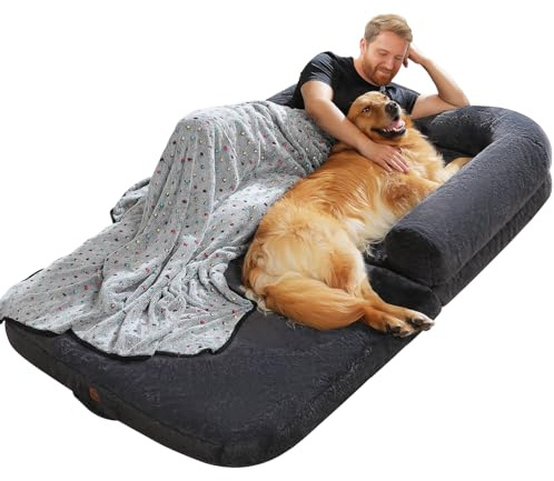 PAWZ Road Hundebett für Menschen & Hunde, Faltbar & Umbaubar zur Hundesofa, Human Dog Bed mit Memory Foam & Waschbarem Bezug - XXL 186cm