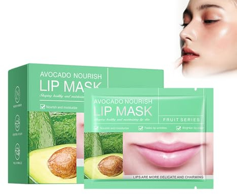 Fuktgivande läppbalsam, 20 stycken avokado läppmask läpp sovmask avokado läppvård mask, läppbalsam läppsovmask, närande läppvård för att lysa upp läpprynkor