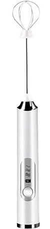 WUTIANBAO Frullino Montalatte Manuale Montalatte Elettrico caffè Frusta in Acciaio Inox da Cucina Portatile Frullino per Bevande Frullino per Cappuccino(White)