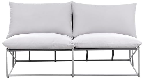 Beliani Gartensofa Metall grau Dicke Sitzkissen niedrig breit ohne Armlehnen Pico