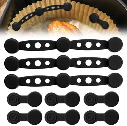 Boucles magnétiques en silicone pour friteuse à air chaud, 3 bandes en silicone, 6 boucles, boucle de fixation magnétique en papier sulfurisé pour cuisiner et cuire dans la friteuse à air chaud (forme