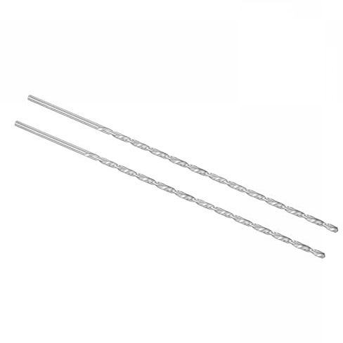ROWORKX 2Pcs 4mm x 300mm Extra Long HSS Twist Drill Bits - Straight Shank Spiral Drill Bits for Wood, Metal, Aluminium, Plastic