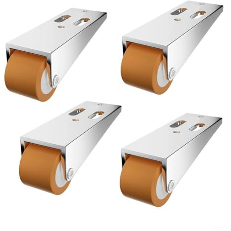 Door Bottom Pulley, 0.8 Inch Fixed Casters with Rubber Wheels for Sliding Doors and Small Furniture, Set of 4, Silver