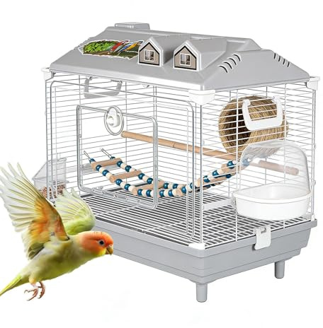 Gabbia Per Per Parrocchetti – Trasportino Portatile, Gabbia In Filo Di Ferro | Scaletta In Legno Inclusa, Habitat Spazioso E Confortevole, Gabia Per Ara Cacatua Conuri Cockatiel Cockatiel Int
