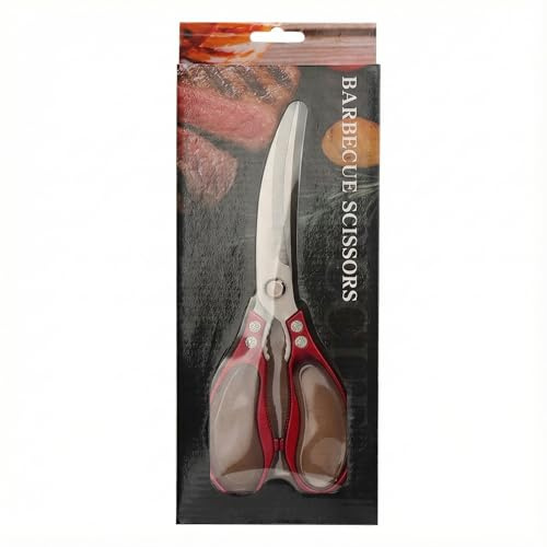 Kitchen Scissors, Stainless Steel Food Scissors Heavy Duty Poultry Shears Serrated Meat Cutting Scissors Sharp Meat Chopper for Korean BBQ Steak Chicken Pork Chops Brisket Household Cooking
