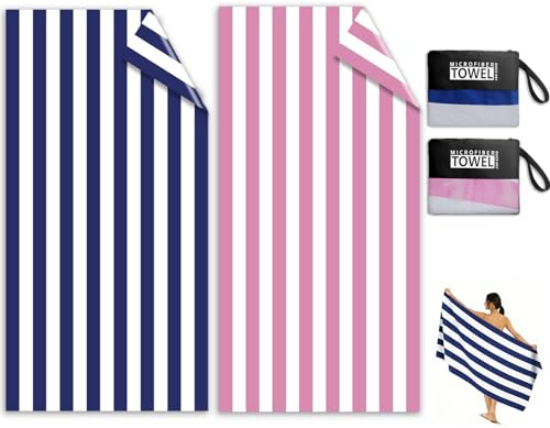 Microfibre Beach Towels for Adults - 2 Pack 180x90cm Microfibre Towel
