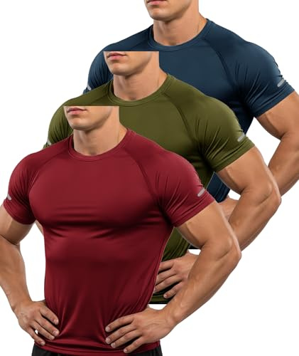 ZITY Pack de 3 Camisetas Manga Corta Hombre Camiseta Deporte Hombre Camiseta Transpirable Secado Rápido de Verano Ropa Running Gym Fitness