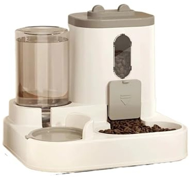 Der Spender kombiniert Futter und Wasser in einem ist mit niedlichen Katzenmotiv verziert(Grey)