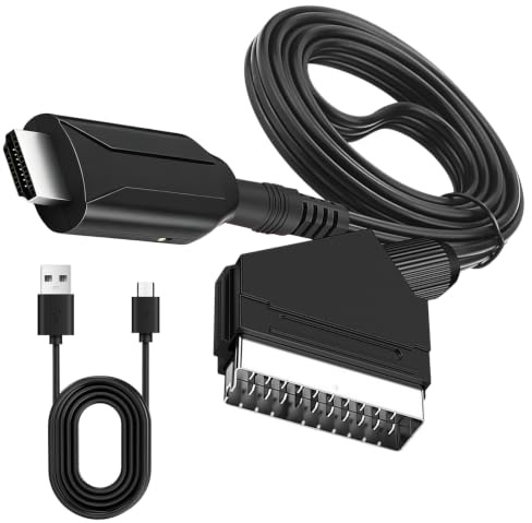 Adaptateur Péritel vers HDMI 1M, Convertisseur Péritel vers HDMI avec Câble, SCART to HDMI Convertisseur Vidéo Audio HD 1080P/720P pour TV, HDTV, STB, VHS, Xbox, PS2, PS3, Sky, Lecteur DVD, Blu-Ray