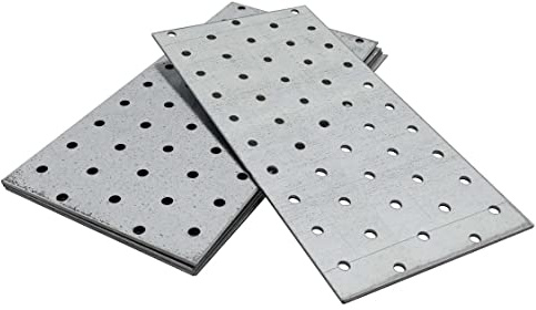 OMIDEAS 5 x Piastre forate (200 x 100 x 2) Piastra di fissaggio, Connettore per legno, Lastrina di giunzione piatta, Piastra di montaggio zincata in acciaio