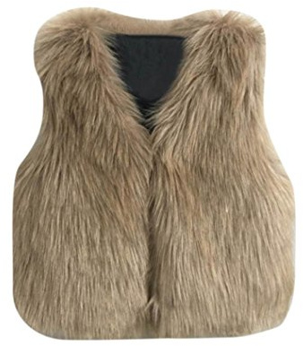 HOMEBABY Toddler Kids Baby Girl Faux Fur Gilets Winter Warm Baby Clothes Girls Sleeveless Jacket Winter Waistcoat Vest Coat Fluffy Thick Coat Outwear for 3-7 Years (7 Years, Khaki)