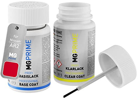 MG PRIME Autolack Lackstift Set für Nissan AR2 Crimson Blaze Red/Inkarot Basislack Klarlack je 50ml