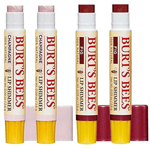 Burt's Bees 100% Natural Moisturizing Lip Shimmer, Set of Champagne + Fig, 2 Pieces of Each (Total 4 Count)