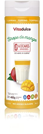 Sirope de mango sin azúcares añadidos, Topping de mango, Sirope bajo en calorías 400 gr - Vitadulce