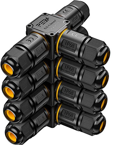 PEBA Kabelverbinder Wasserdicht 3 polig, 3-Wege IP68 Wasserdichte Kabelverbinder 4-12 mm Kabeldurchmesser, Verteilerdose außen, 3-Leiter, Verbindungsklemme mit Hebel für Outdoor, 4 Stück Abzweigdose