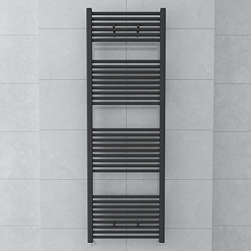 Warmehaus Towel Radiator 1800x600mm Grey Bathroom Towel Rail Straight | Modern, Central Heating, Anthracite Radiator, Wall Mounted