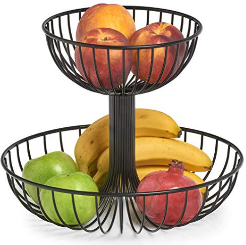 Zeller 27415 Obst-Etagere, 2-lagig, Metall, schwarz, ca. Ø 32 x 25,8 cm, Obstschale, Etagere, Aufbewahrung