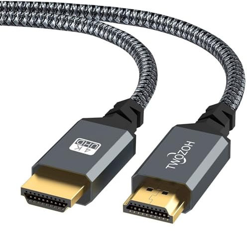 Twozoh 4K HDMI Kabel 3M, High Speed 60HZ 18Gbps geflochtenes HDMI auf HDMI Kabel 2.0 Kompatibel mit PS5, PS3, PS4, PC, Projektor, 4K UHD TV/HDTV, Xbox