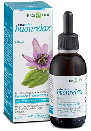 BIOS LINE VitaCalm Buonrelax, Integratore sonno con estratti di Passiflora, Melissa, Tiglio e Valeriana, Integratore rilassante per favorire il sonno e combattere l'agitazione, Senza glutine, 50 ml