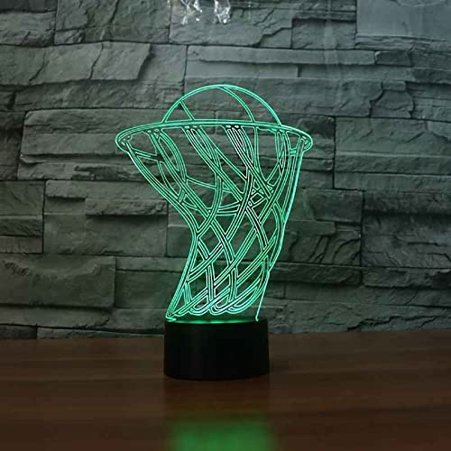 SWTZEQ 3D Lampe Illusion Optique LED Veilleuse Optiques Illusions Panier de basket Lampe de Nuit 16 Couleurs Tactile Interrupteur Lampe de Chevet Chambre Table Déco Jouet Cadeaux de Noël d'anniversair