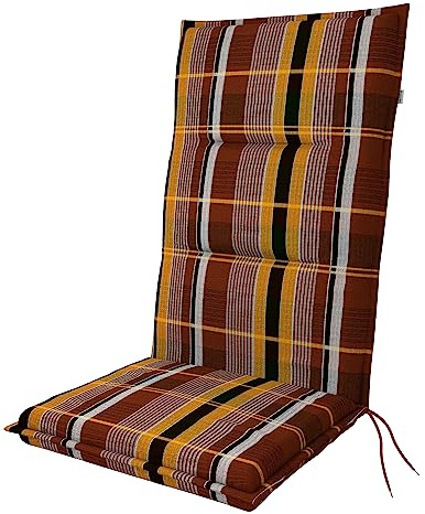 Doppler / Hochlehner Spot / 6er-Set/Gartenstuhlauflage/Hochlehner/Braun kariert/ca. 119 x 48 x 5 cm