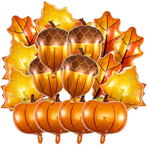 16 Pcs Herbstdeko Luftballons, Kürbis Eichel Ahornblatt Ballons für Herbst Thanksgiving Dekorationen Herbst Ernte Geburtstag Hochzeit Party Supplies