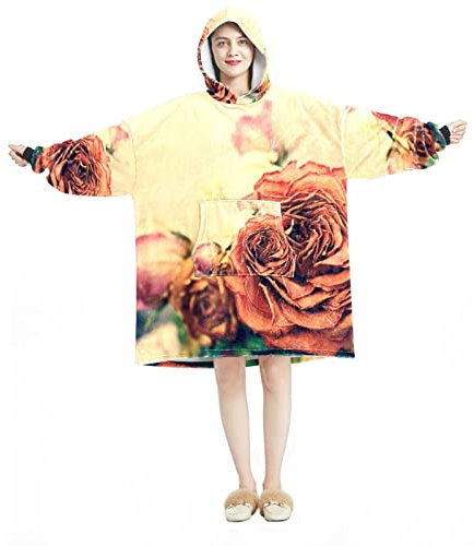 Tragbarer Kapuzenpullover, übergroße Kapuzendecke, Sweatshirt, rosa Rose, Mehrfarbig, Einheitsgröße