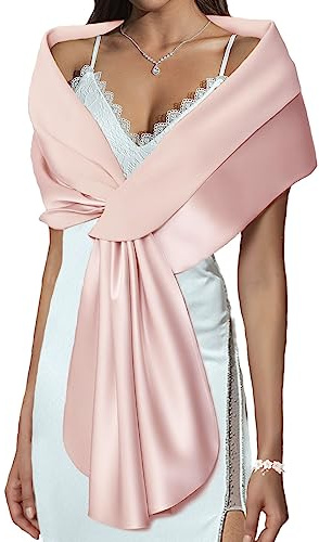 EASEDAILY Chales y envolturas para mujer para vestidos de noche, bufanda de boda, estolas de novia elegantes para novia y dama de honor, A-Rosa, US 12-18 (M)