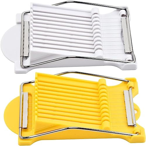 ZORZA Lunch Meat Slice Cutter,Sausage Slicer, Multipurpose Luncheon Meat Slicers Stainless-Steel Cut Slice,kitchen egg slicer,for Lunch Meat Hard Cheese Fruit Soft Food Ham,yellow+white