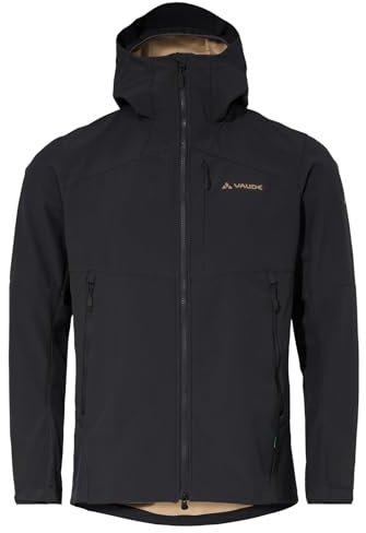 VAUDE Herren Shoftshelljacke Roccia Softshell Jacket II, 100% winddicht, atmungsaktiv, wasserabweisend, black/oat, XL