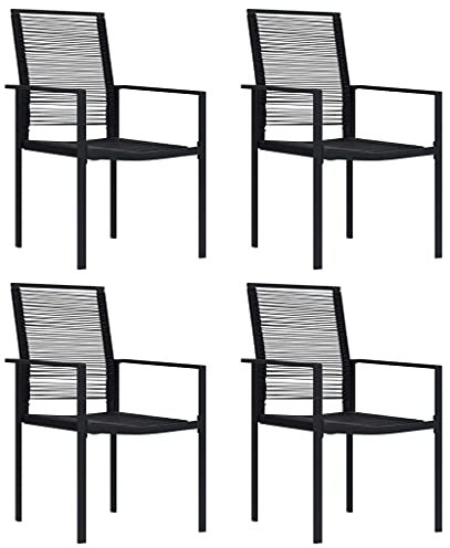 Makastle 5-TLG. Bistroset Balkonset Sitzgarnitur mit Glastisch & Stühle, Gartenmöbel Set Garten Sitzgruppe für 4 Personen, Garten Loungemöbel für Terrasse und Balkon, Schwarz