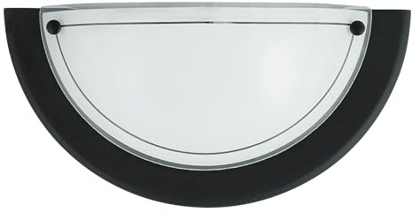 LED Universum Wandleuchte schwarz halbrund Ø31cm aus Glas satiniert und Metall mit E27 Fassung für Glühbirne oder LED-Leuchtmittel | Wandlampe innen Wohnzimmer Schlafzimmer Küche Flur