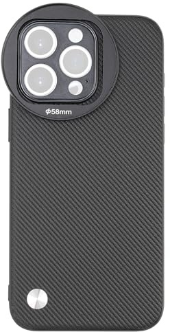 FocusFoto Phone Case Holder for iPhone 15 Pro Max Case, Integrated with 58mm Threaded Filter Adapter, Anti-Vignetting Design, Magnetic Wireless Charging (Black)