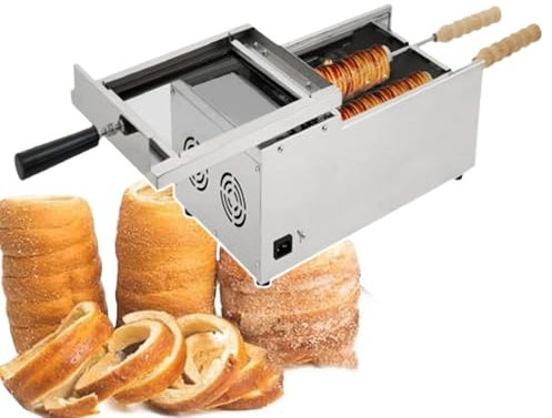 Commercial Chimney Cake Oven, Electric Hungarian Cake Pop Roller Machine, Ice Cream Cone Grill Maker with 2 Baking Rollers, for Commercial and Home Use,220V