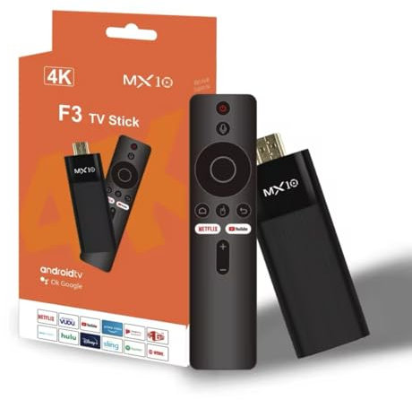 MX10 4K Android 13 Streaming Stick, Compact Media Player with Quad-Core Processor, Dual WiFi, HDMI Converter, Remote Control, Multi-Language Support