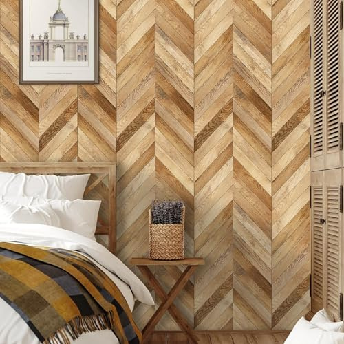 ANHUIB Selbstklebend Tapete Holzoptik Wandpapier Holz Selbstklebende Wandaufkleber Vintage Holz Tapeten 44x300cm Klebefolie Vliestapete Dunkel Holzwand Modern Holztapete Selbstklebende Möbelfolie