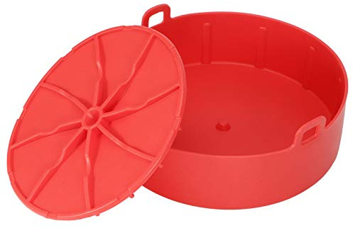 Silicone Grill Pan Air Frying Pot Douleur Cake Mat Panier de Cuisine pour L'autocuiseur (rouge)