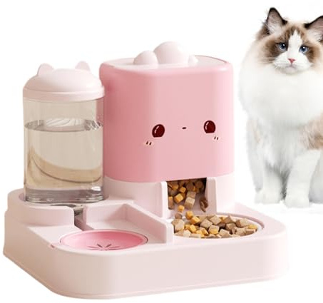 Automatic Cat Feeder - Large Capacity Cat Food And Water Dispenser | Space Saving Pets Automatic Feeder And Waterer Set | Self-Dispensing Food Dispenser For Pets