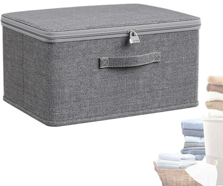 Scatola portaoggetti con serratura a combinazione, scatola portaoggetti con coperchio, grande giocattolo per ragazzi e ragazze, contenitore pieghevole con coperchio, cestini in tessuto, finestra