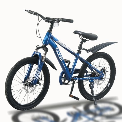 TRIOBLADE Kids Bike 18 20 22 Kids Mountain Bike for Boys and Girls Junior Mountain Bikes Children Bicycle with Shock Absorber 12.25-Inch Frame Dual Disc Brake 5-14 Years Old (Blue, 22 inch)